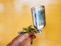 Amazing closeup of the paint-spray gun professional