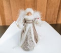 amazing closeup view of Christmas decorated fluffy Angel in cloth