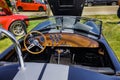 Amazing closeup view of classic vintage sport car dashboard and panel Royalty Free Stock Photo