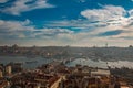 Amazing clouds and city landscape from Galata Tower, Istanbul, Turkey