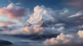 Amazing Clouds and snow mountain landscape