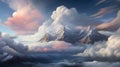 Amazing Clouds and snow mountain landscape