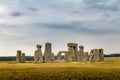 Amazing cloudy and moody view of Stonehenge in Wiltshire England,