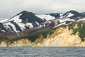 Amazing coast line with orange yellow colored sand limestone rocks and geology structures at shore, perfect expedition