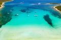Amazing coastline in Croatia. Turquoise lagoon on Sakarun beach on Dugi Otok island, yachts and sailboats Royalty Free Stock Photo