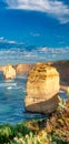 Amazing coastline of the Twelve Apostles, collection of limestone stacks off the shore of Port Campbell National Park, by the Royalty Free Stock Photo