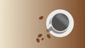 Amazing Coffee background with cup of black coffee and coffee beans