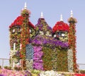 Amazing colorful Castle of flowers in the Miracle Garden park, Dubai