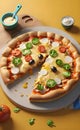 Amazing, colorful chicken chees pizza ai generated