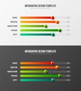 Amazing colorful 3D balls horizontal bar chart infographic set.