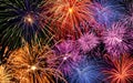 Amazing colorful display of fireworks on black backgound Royalty Free Stock Photo