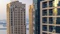 Amazing colorful dubai marina skyline during sunset timelapse Royalty Free Stock Photo