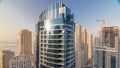 Amazing colorful dubai marina skyline during sunset timelapse Royalty Free Stock Photo