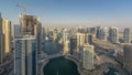 Amazing colorful dubai marina skyline during sunset timelapse Royalty Free Stock Photo