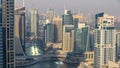 Amazing colorful dubai marina skyline during sunset timelapse Royalty Free Stock Photo