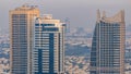 Amazing colorful dubai marina skyline during sunset timelapse Royalty Free Stock Photo