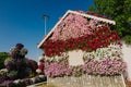 Amazing colorful houses of flowers in the Miracle Garden park, Dubai, United Arab Emirates