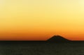 Amazing colorful sunset panorama with silhouette of volcano island Stromboli Royalty Free Stock Photo