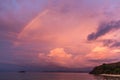 Colorful sunset in pink red color with rainbow Royalty Free Stock Photo