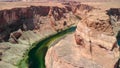 Amazing colors of Horseshoe Bend, aerial view of canyon and rive