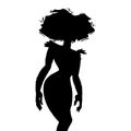 The outline of the cartoon female character, with amazing hairstyle and nice figure