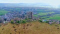 Amazing Corfe Castle in England from above - aerial view