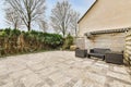 Amazing courtyard of the house with beautifully laid stove