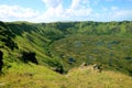 Amazing Crater Lake of Rano Kau Volcano View from Orongo Ceremonial Village, UNESCO World Heritage Site on Easter Island, Chile Royalty Free Stock Photo