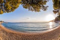 Croatian beaches against sunset in Brela, Dalmatia, Croatia Royalty Free Stock Photo