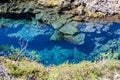 Amazing crystal blue water in Silfra crack in Thingvellir national park, Iceland