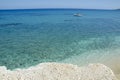 Amazing crystal clear blue turquoise water on Xigia beach Royalty Free Stock Photo