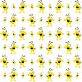 The Amazing of Cute Bee Waved With A Smile Illustration, Cartoon Funny Character, Pattern Wallpaper