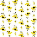 The Amazing of Cute Bee Waved With A Smile Illustration, Cartoon Funny Character, Pattern Wallpaper