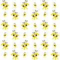 The Amazing of Cute Bee Waved With A Smile Illustration, Cartoon Funny Character, Pattern Wallpaper