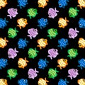 The Amazing of Cute Fish Cartoon Funny Character, Pattern Wallpaper in Dark Background Royalty Free Stock Photo