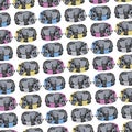 The Amazing of Cute Rhinoceros Illustration, Cartoon Funny Character in the Colorful Background, Pattern Wallpaper