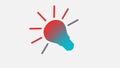 Amazing cyan and red color idea bulb icon on white background