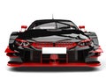 Amazing dark race car with red details - front view closeup shot