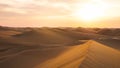 Amazing desert sunset. Beautiful Arabian desert with warm colors. Colorful contours of sand dunes at Abu Dhabi.