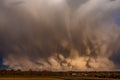 Amazing display of angry mammatus clouds at sunset