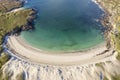 Amazing Dog`s bay sandy beach and turquoise color water. Beautiful nature spot in Connemara, county Galway, Ireland, Aerial view. Royalty Free Stock Photo