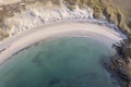 Amazing Dog`s bay sandy beach and turquoise color water. Beautiful nature spot in Connemara, county Galway, Ireland, Aerial view. Royalty Free Stock Photo