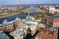 Amazing Dresden aerial view with bridge over river Elbe on spring day, Germany