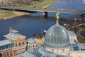 Amazing Dresden aerial view with river Elbe and Kunstakademie - Academy of fine arts on sunny spring day