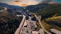 Amazing drone photo of mountain near Black Hawk Colorado with highway over Casinos Royalty Free Stock Photo