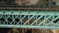 Amazing drone view of an iron ralroad bridge in DepeÃÂ±aperros, Spain. Seville - Alcazar line