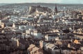 Amazing Edinburgh Cityscape and Edinburgh Castle seen from the top of Salisbury Crags