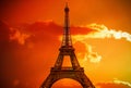 Amazing Eiffel Tower in fire of sun Royalty Free Stock Photo