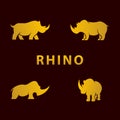 Awesome Modern Set Of Elegant Rhino Golden Version Vector Design Template