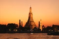 Evening View of Wat Arun or the Temple of Dawn, Located on the West Bank of Chao Phraya River in Bangkok, Thailand Royalty Free Stock Photo